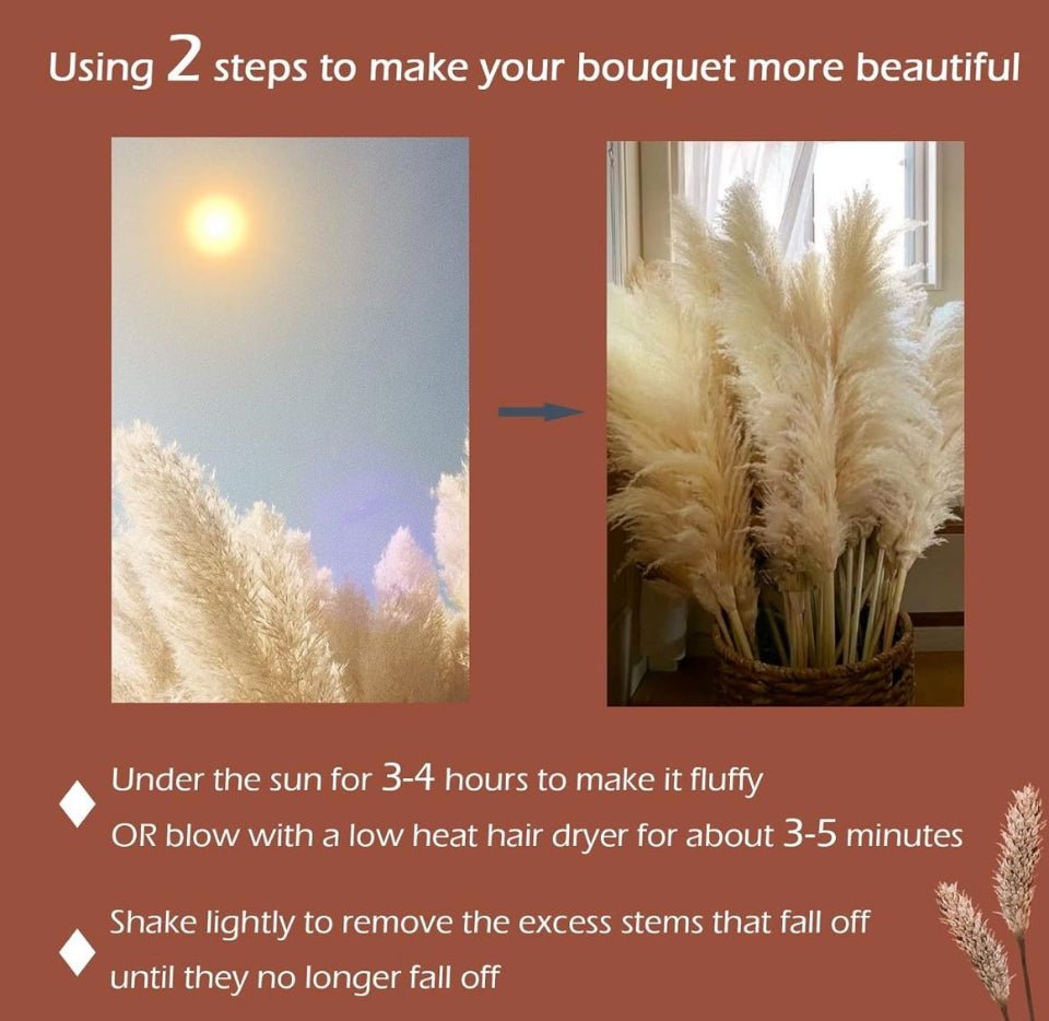 Open Box lorfain 46-48 Inch Tall Natural Dried Pampas Grass for Home Decor | Eco-Friendly Large Pampas Grass Stems for Christmas & Boho Flower Arrange