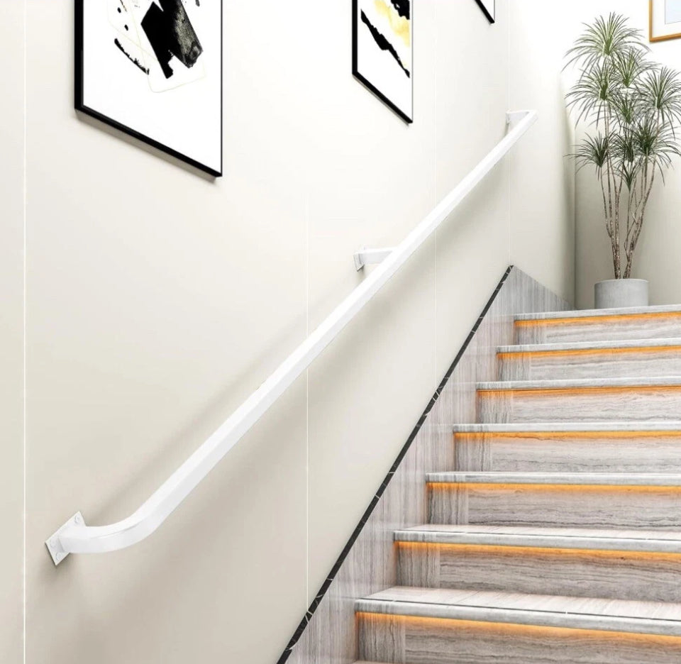 JuneFanwei 3FT White Iron Hand Railing, Sturdy Safety Staircase Handrails Wall Mount, 50...
