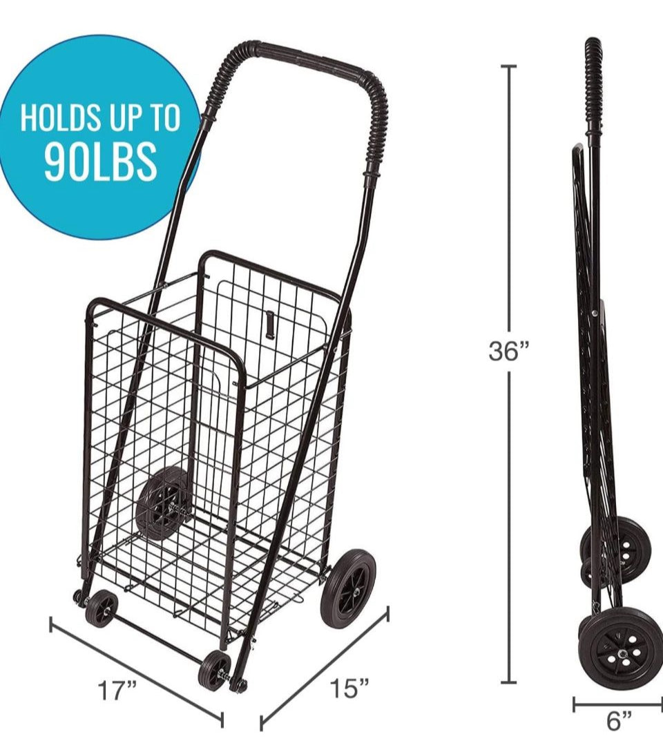 Open Box New DMI Utility Cart with Wheels to be used for Shopping, Grocery, Laundry and Stair Climber Cart, Weighs 7.5 Pounds but holds up to 90 Pound