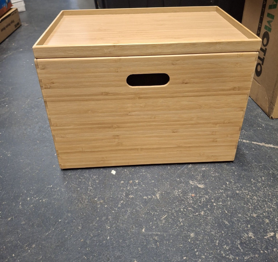 Open Box New BAMOTTO Lidded Bamboo Storage Bins & Box/Cube/Basket, Home Kitchen and Office Storage Boxes with Handles & Stackable for Organizer Table