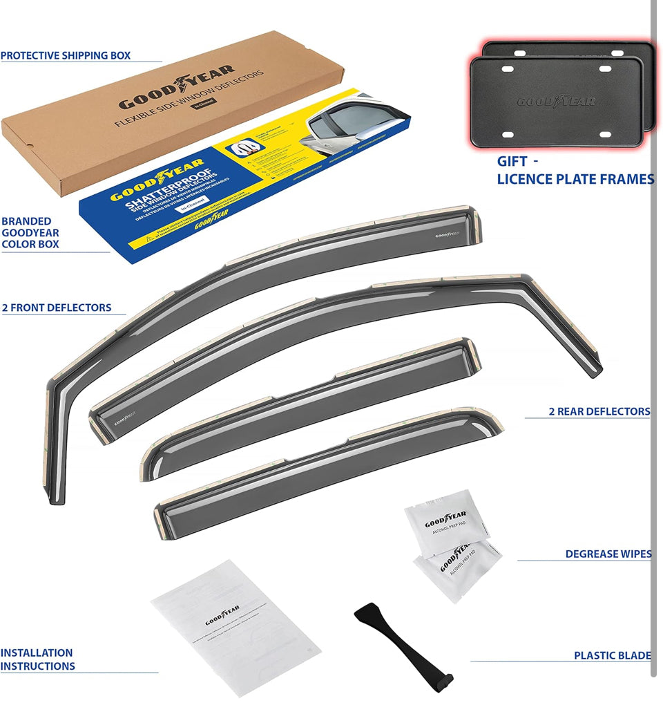 Open Box Goodyear Shatterproof in-Channel Window Deflectors for Subaru Outback 2020-2024, Rain Guards, Window Visors for Cars, Vent Deflector, Car Acc