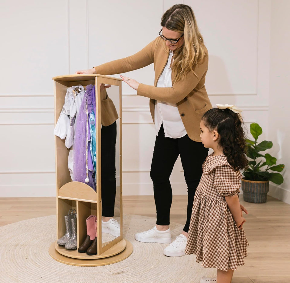 Slightly Used ECR4Kids Rotating Dress-Up Carousel, Costume Organizer, Natural