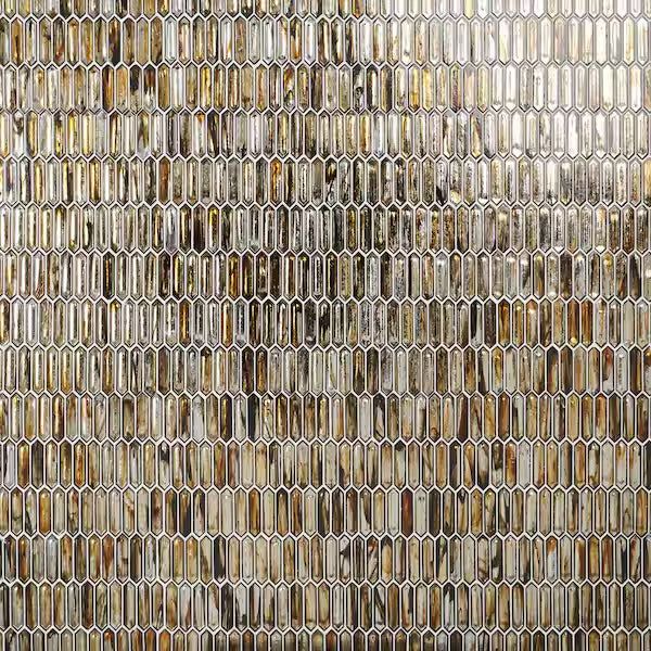 New Sealed Ivy Hill Tile Fargin Golden Crust Elongated Hexagon 12 in. x 10 in. x 7mm Polished Glass Mosaic Tile (0.82 sq. ft.)