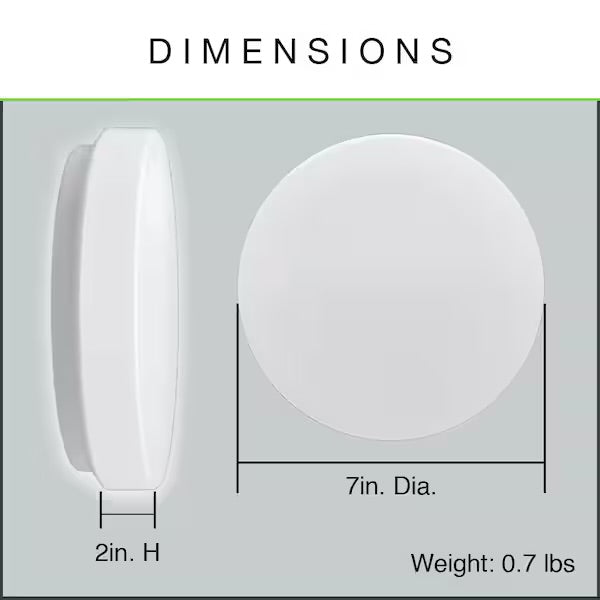 Commercial Electric 7 in. White Closet Light LED Flush Mount Ceiling Light Fixture 810LM Bright White 4000K Bathroom Lighting Laundry Room