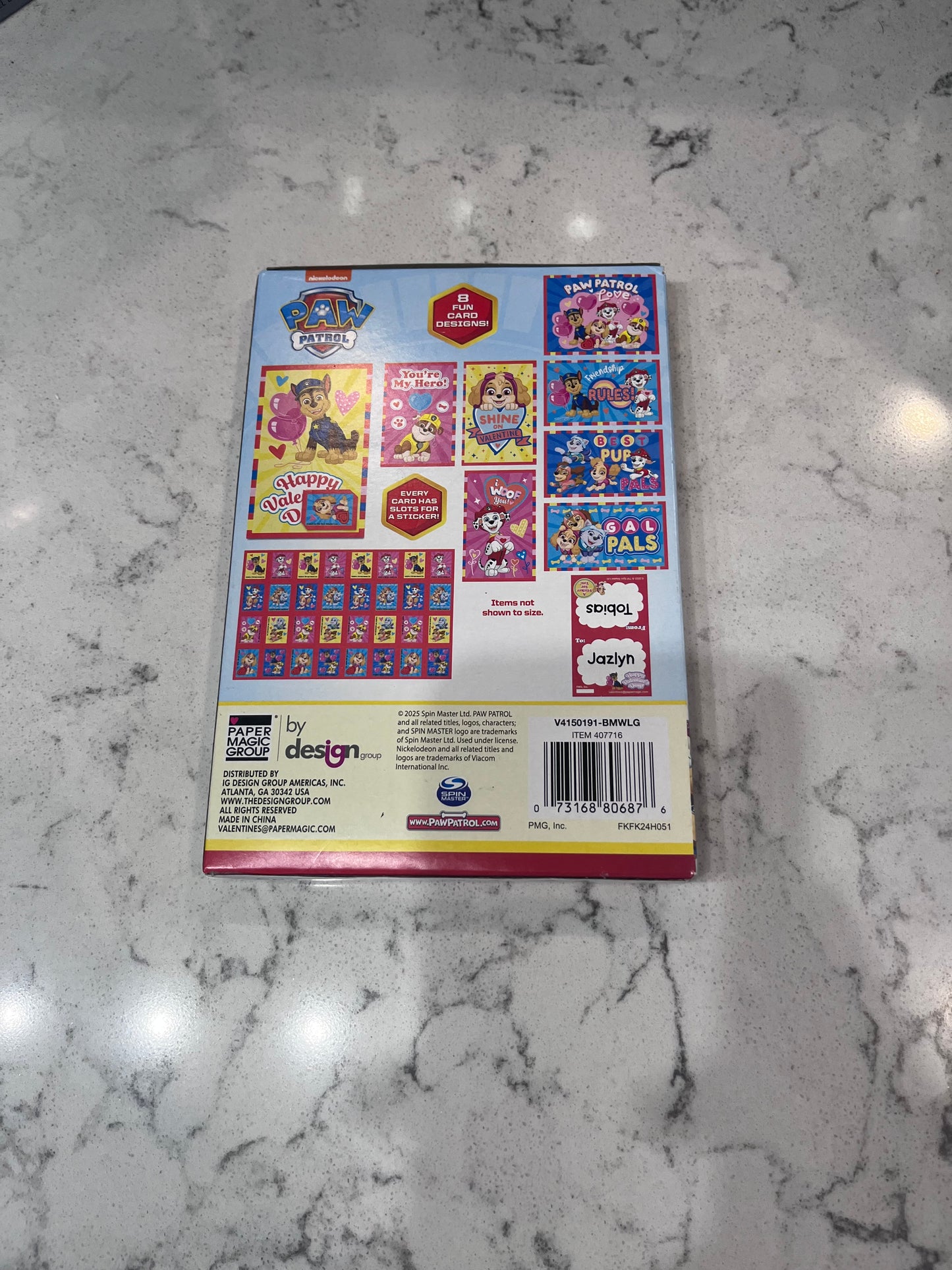 Brand New Sealed Paper Magic Group Valentine Paw Patrol Card Kit