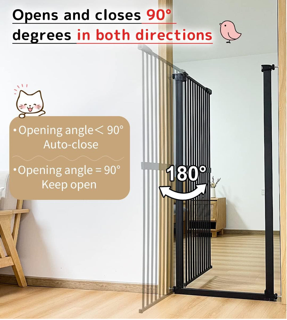 Open Box "Lumizone Extra Tall Cat Gate 61.02"" High Pressure Mounted Extra Wide 30.12""-34.05"" (17Sizes) 1.37"" Gap No Drilling Auto-Close Tall Pet G