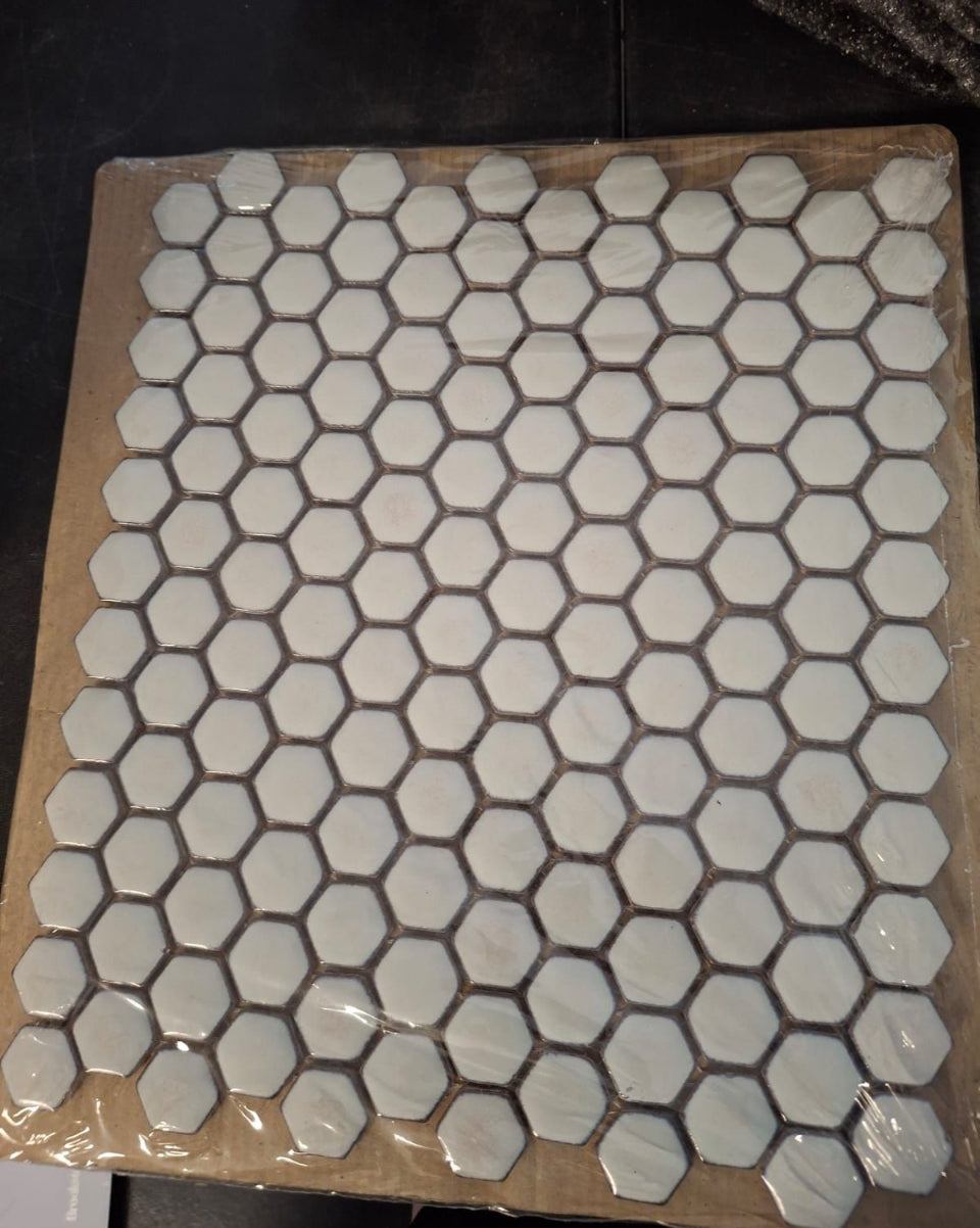 Open Box Bliss Edged Hexagon Sage 10.03 in. x 11.61 in. Tt Porcelain Floor and Wall Mosaic Tile (0.80 Sq. Ft./Each)