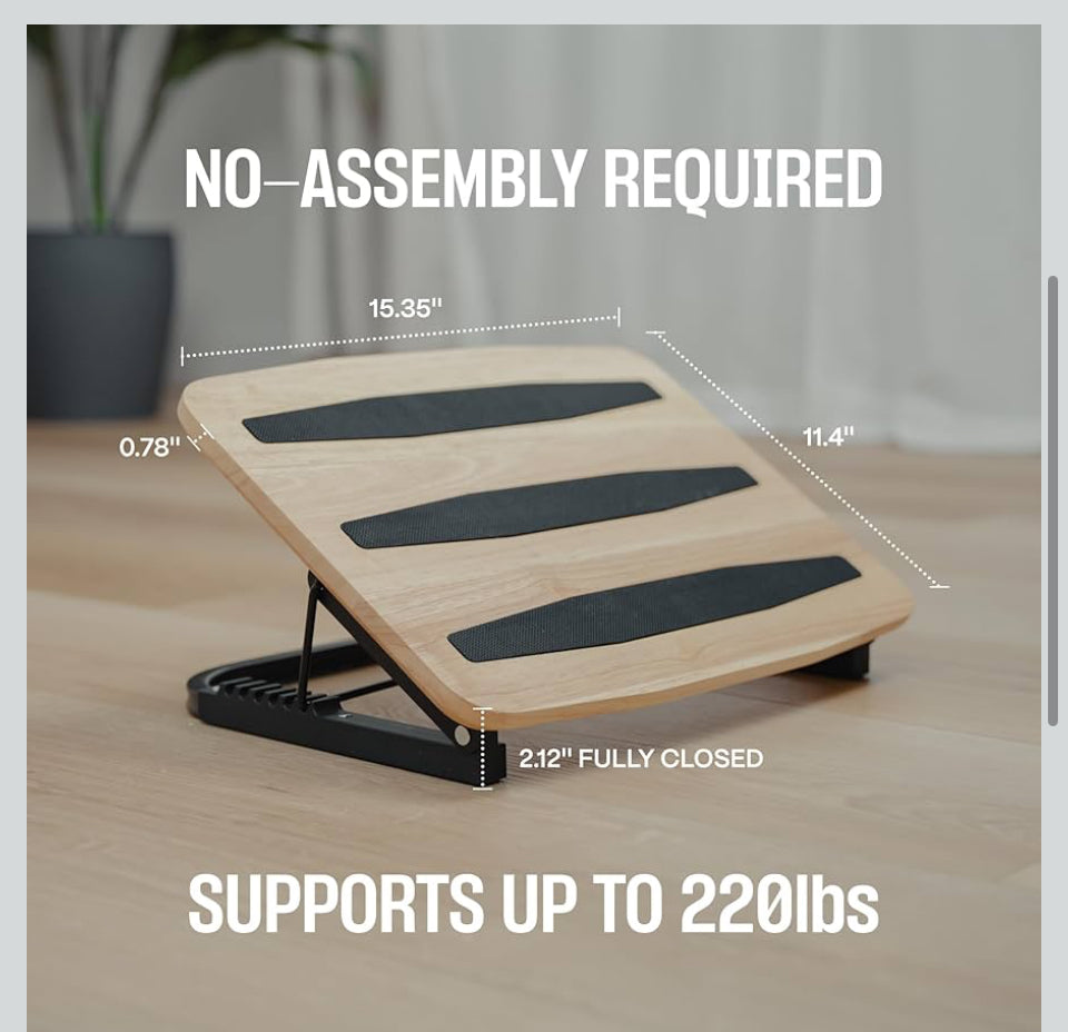 COREMINDED Adjustable Under Desk Foot Stool - Ergonomic Foot Rest with 7 Angles - Natural