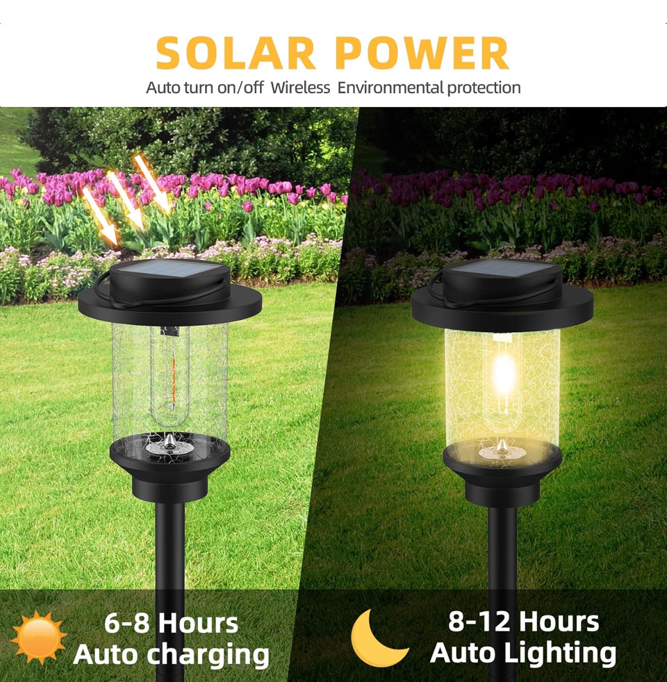 Open Box EVELYNSUN Solar Outdoor Lights Waterproof, Bright Solar Pathway Lights for Walkway Yard Backyard Lawn Patio Driveway Decorative(6 Pack)
