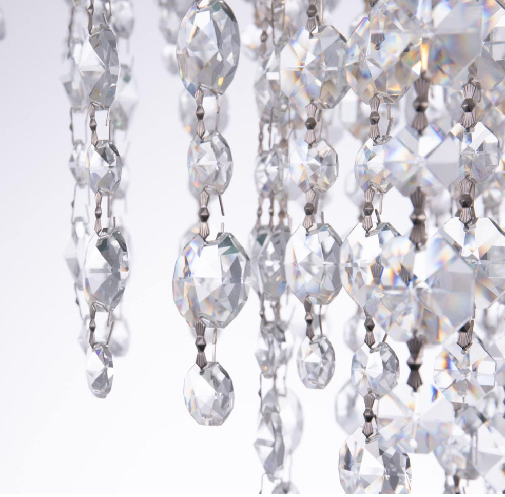 Wellmet Black Crystal Chandelier 24 inch, 3-Tier Modern Round K9 Crystals Light Fixtures for Dining Room, Contemporary Pendant Light FixtureKitchen Is - Selzalot