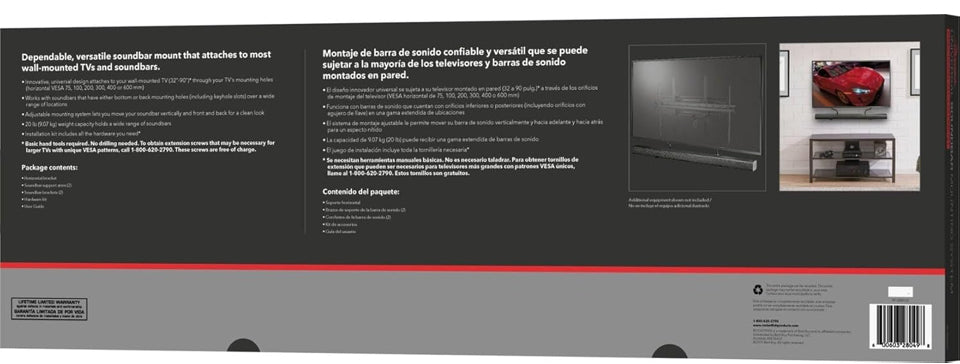 Rocketfish Universal Soundbar Mounting System - Black Soundbar Holder Compatible with 70" to 90" TVs - Adjustable Soundbar Bracket Mounting System - D