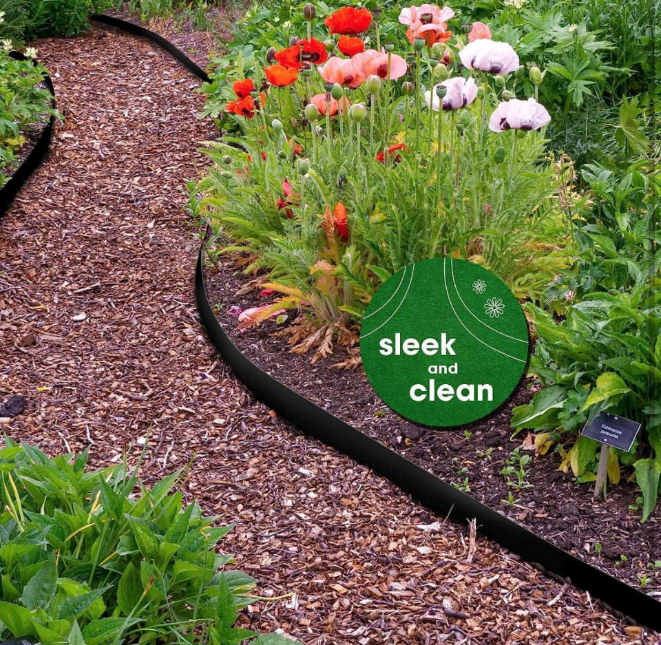 Worth Garden 6-Pack Galvanized Steel Landscape Edging w/Black Powder Coating - 40" L x 6.5" H Strips - Hammer-in 16-Gauge Metal Edging Border w/ 7 Cli - Selzalot