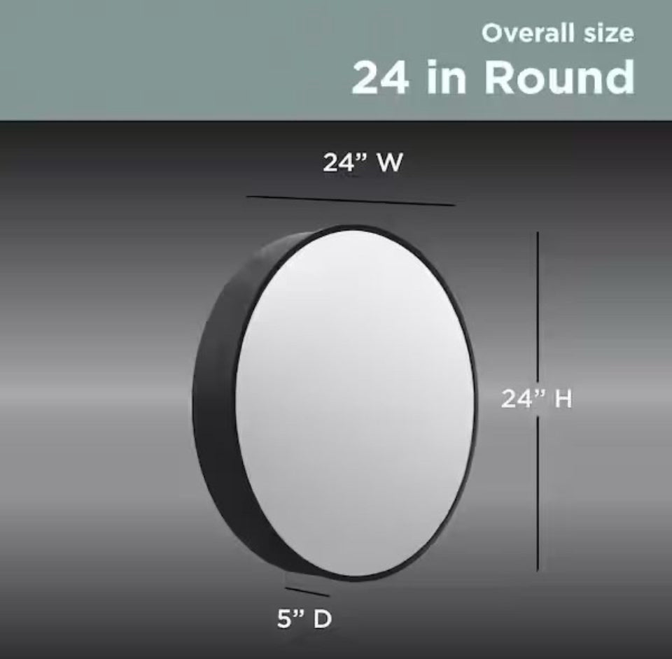 Open Box New Glacier Bay 23.6 in. W x 23.6 in. H Round Matte Black Medicine Cabinet with Mirror