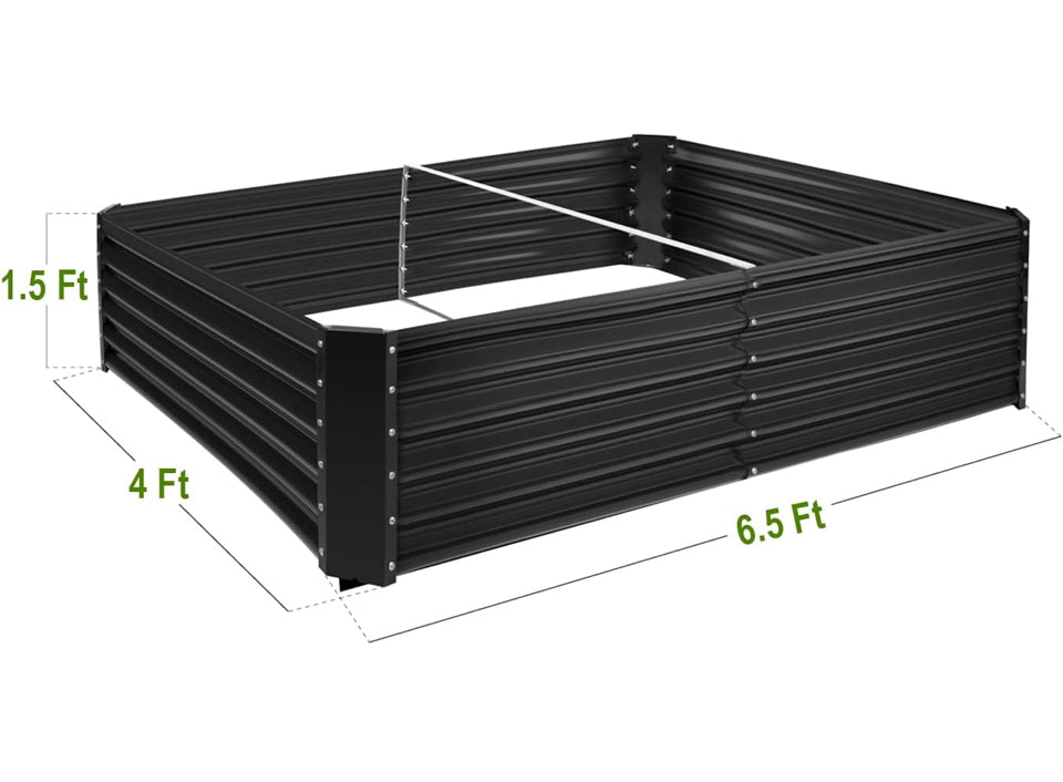 Brand New UOPASD Galvanized Raised Garden Bed kit, 6.5x4x1.5ft Metal Large Planter Box, Stock Tank Outdoor for Vegetables, Flowers, Herbs Black Grey