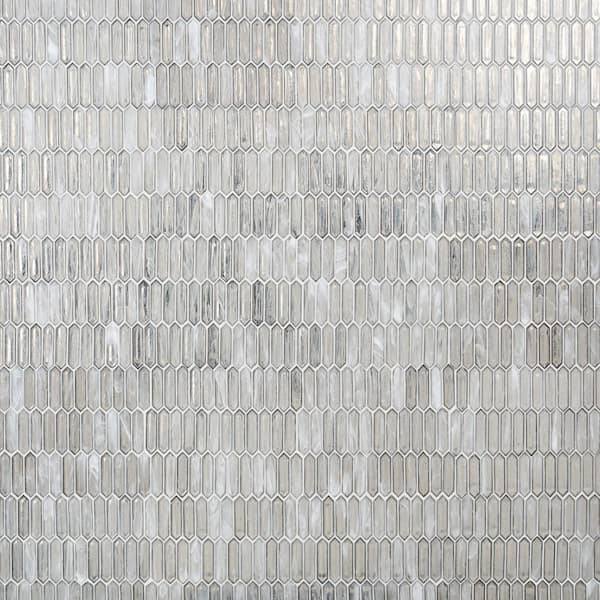 Open Box Ivy Hill Tile Fargin Silver Haze Elongated Hexagon 12 in. x 10 in. x 7mm Polished Glass Mosaic Tile (0.82 sq. ft.)