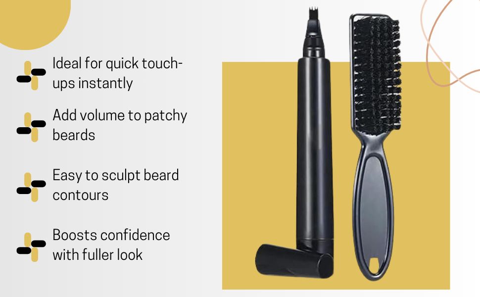Beard Filler Pen and Beard Shaper for Men Beard Lineup Tool for Grooming Beard Guide Shape kit Black Waterproof Pen with Brush Barber Styling Pencil Beard Grooming Kit Barber Accessories