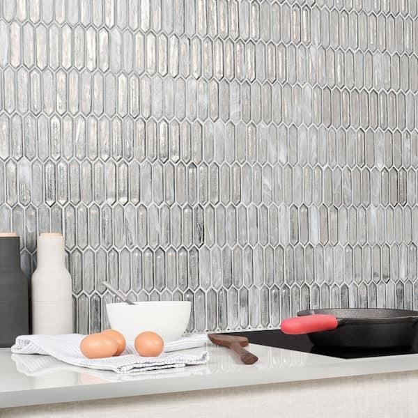 Open Box Ivy Hill Tile Fargin Silver Haze Elongated Hexagon 12 in. x 10 in. x 7mm Polished Glass Mosaic Tile (0.82 sq. ft.)