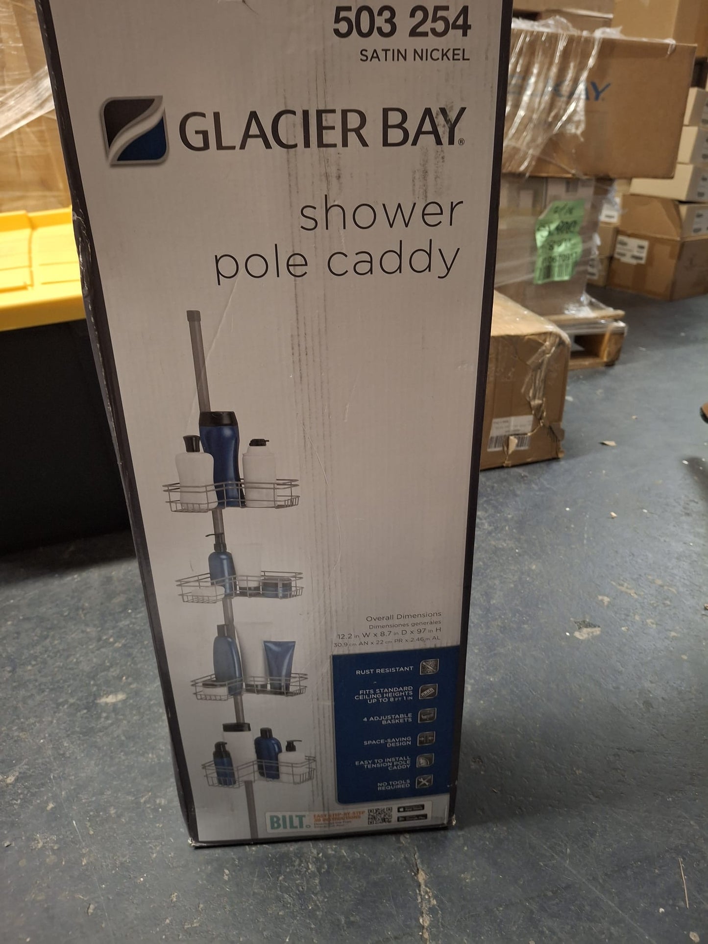 Open Box Glacier Bay Tension Pole Corner Shower Caddy in Satin Nickel