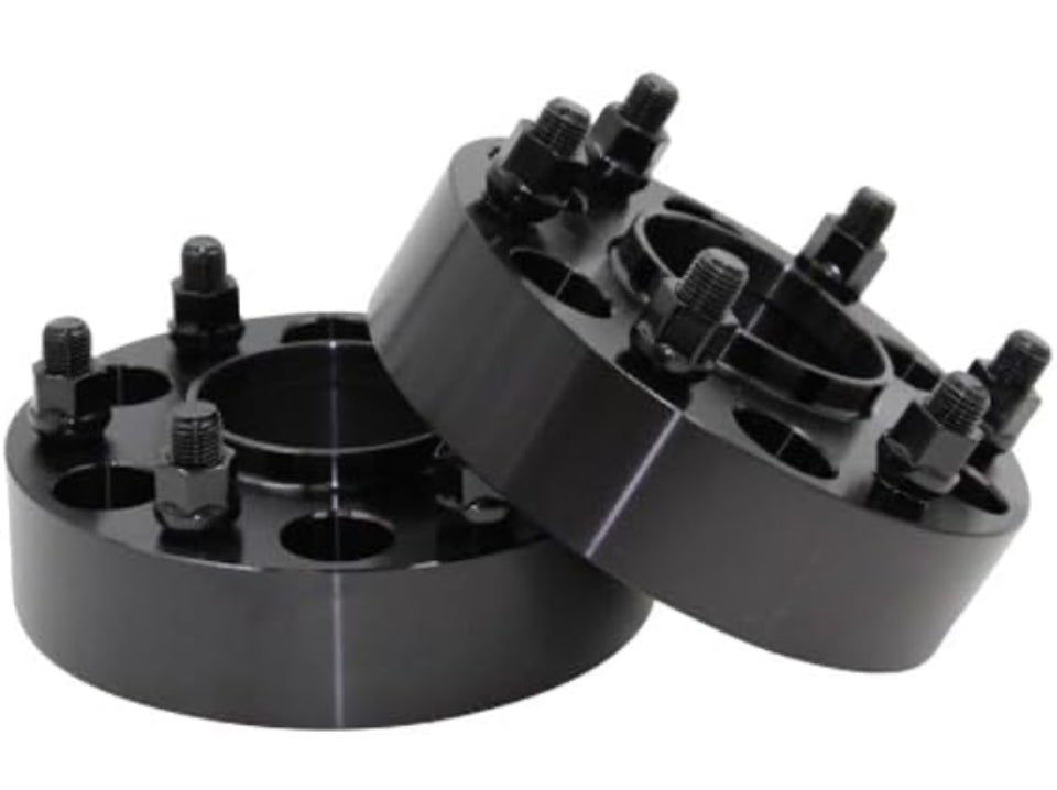 Black anodized 6061-billet aluminum wheel adapter set of 2 by Coyote Accessories with 6x120mm bolt pattern.