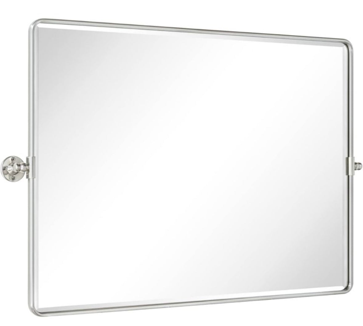 TEHOME 40x30" Brushed Nickel Horizontal Pivot Mirror 30x40" Metal Framed Rectangle Tilting Beveled Vanity Mirrors for Wall