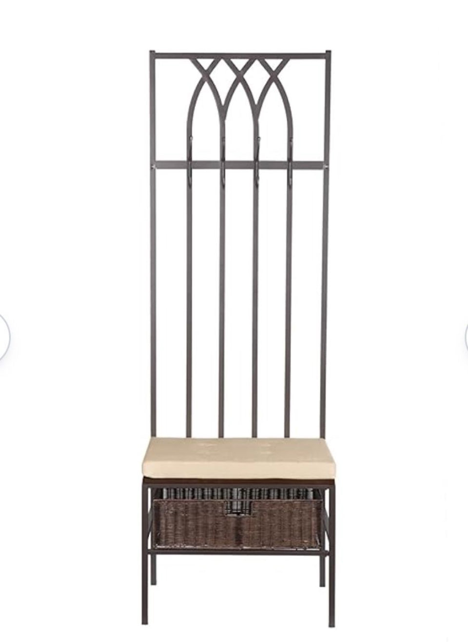 SEI Tristan Hall Tree Bench, 72H x 25W x 18D, Dark Brown