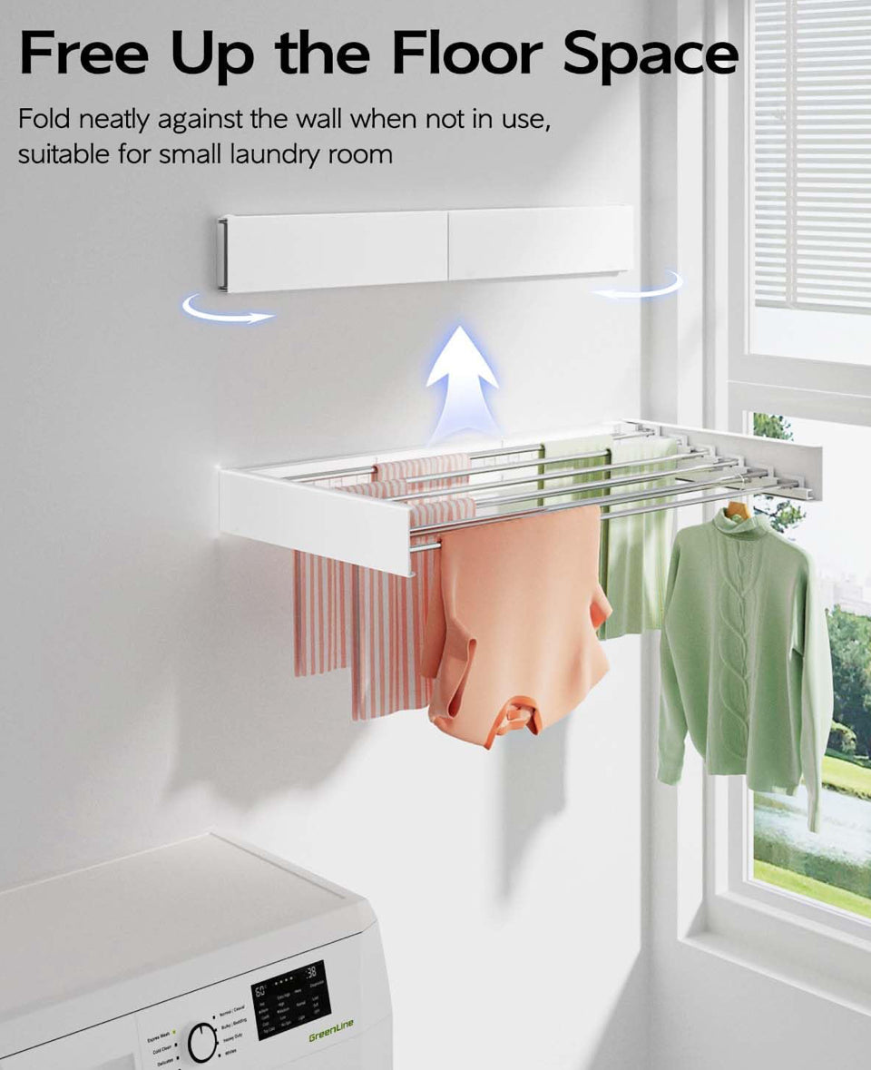 Vikaqi Wall Mounted Clothes Drying Rack 40 inches, Foldable Wall Mount Laundry Drying Rack Folding Indoor, Drying Rack Clothing Collapsible, Towel Dry - Selzalot