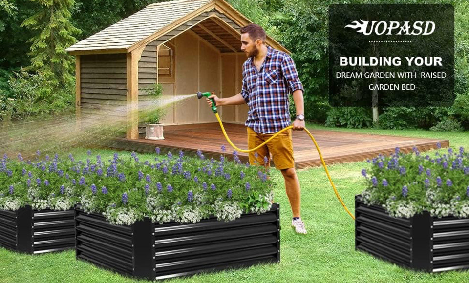 Brand New UOPASD Galvanized Raised Garden Bed kit, 6.5x4x1.5ft Metal Large Planter Box, Stock Tank Outdoor for Vegetables, Flowers, Herbs Black Grey
