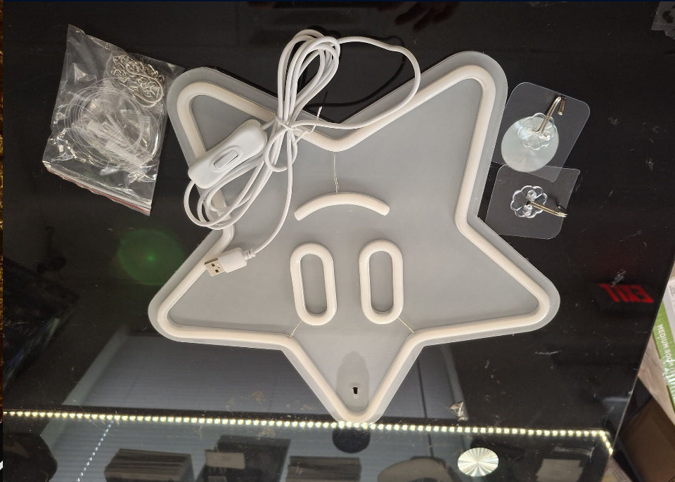 Open Box JIARODEY Star Neon Sign, Gaming Neon Sign for Game Room Decor, Man Cave, Kids Room,Super Star Gaming Wall Decor Gamer Gifts for Boys, Kids