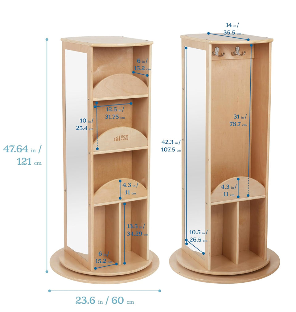 Slightly Used ECR4Kids Rotating Dress-Up Carousel, Costume Organizer, Natural