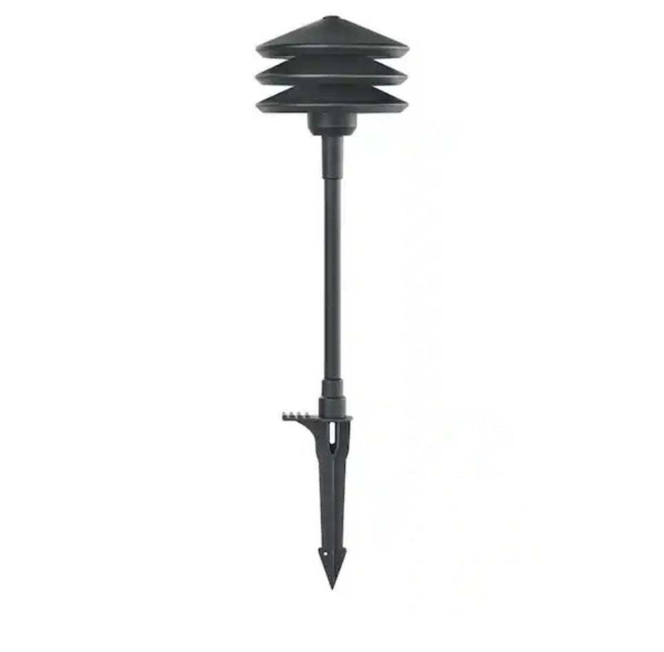 Hampton Bay 10-Watt Equivalent 100 Lumens Low Voltage Black Integrated LED 3-Tier Outdoor Landscape Path Light