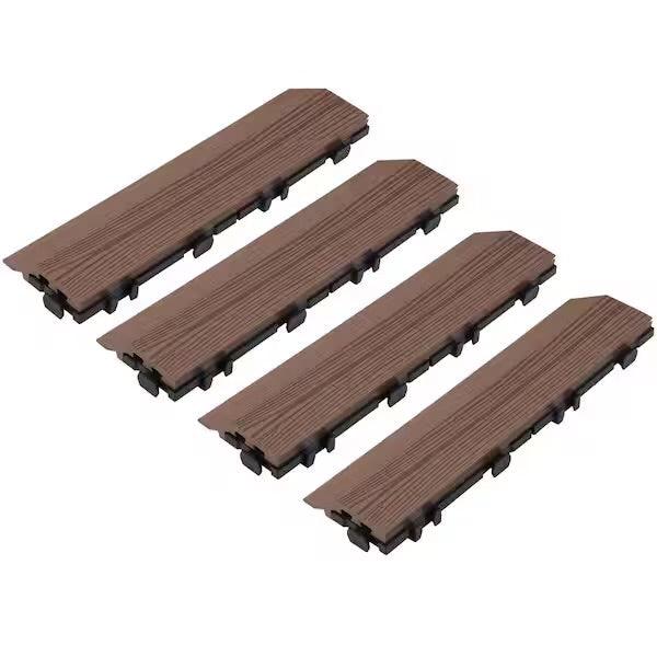 Open Box Design House Straight Edge Trim 3 in. x 12 in. Wood-Plastic Composite Deck Tile in Russet Canyon( 4-Pack