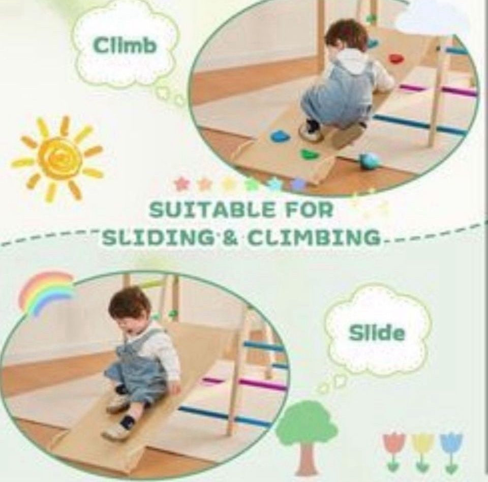 Open Box Paxato Indoor Playground, Climbing Toys for Toddlers 1-3 Inside with Basketball, Slide, Climbing Wall/Net, Monkey Bars and Swing