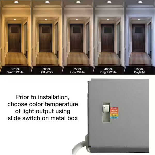 Brand New Commercial Electric 4 in. Adjustable CCT Integrated LED Canless Recessed Light Trim with Night Light 650 Lumens Reduces Glare and Eye Strain