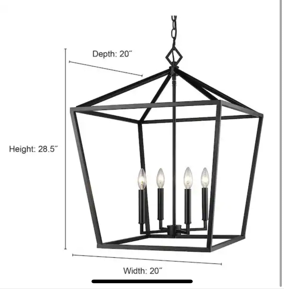 Open box Millennium Lighting 3254-MB 4-Light 20 in. Wide Taper Candle Matte Black