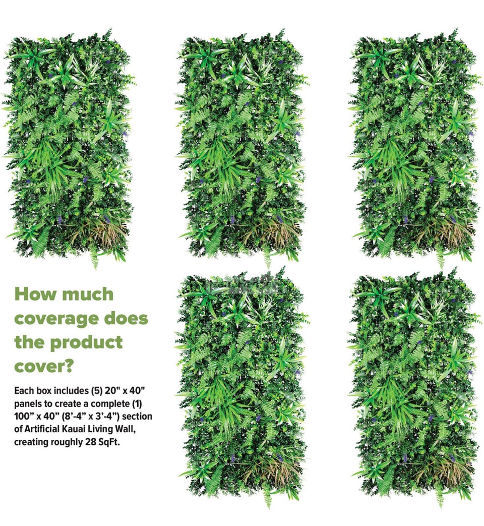Open Box NatraHedge Artificial Kauai Living Wall Vertical Garden for Outdoor Hedge Installments or Indoor Decor (5 Pack) 28 SQF