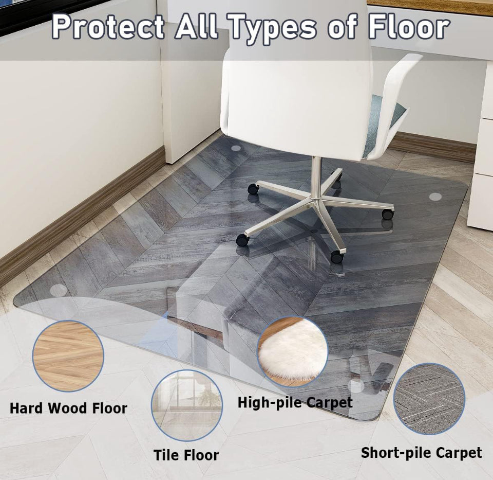 Easly 36" x 46" Chair Mat for Carpet - Office Chair Mat - Tempered Glass Floor Mat for Home/Office/Carpet Clear Computer Floor Mat - with 4 Anti-Slip - Selzalot