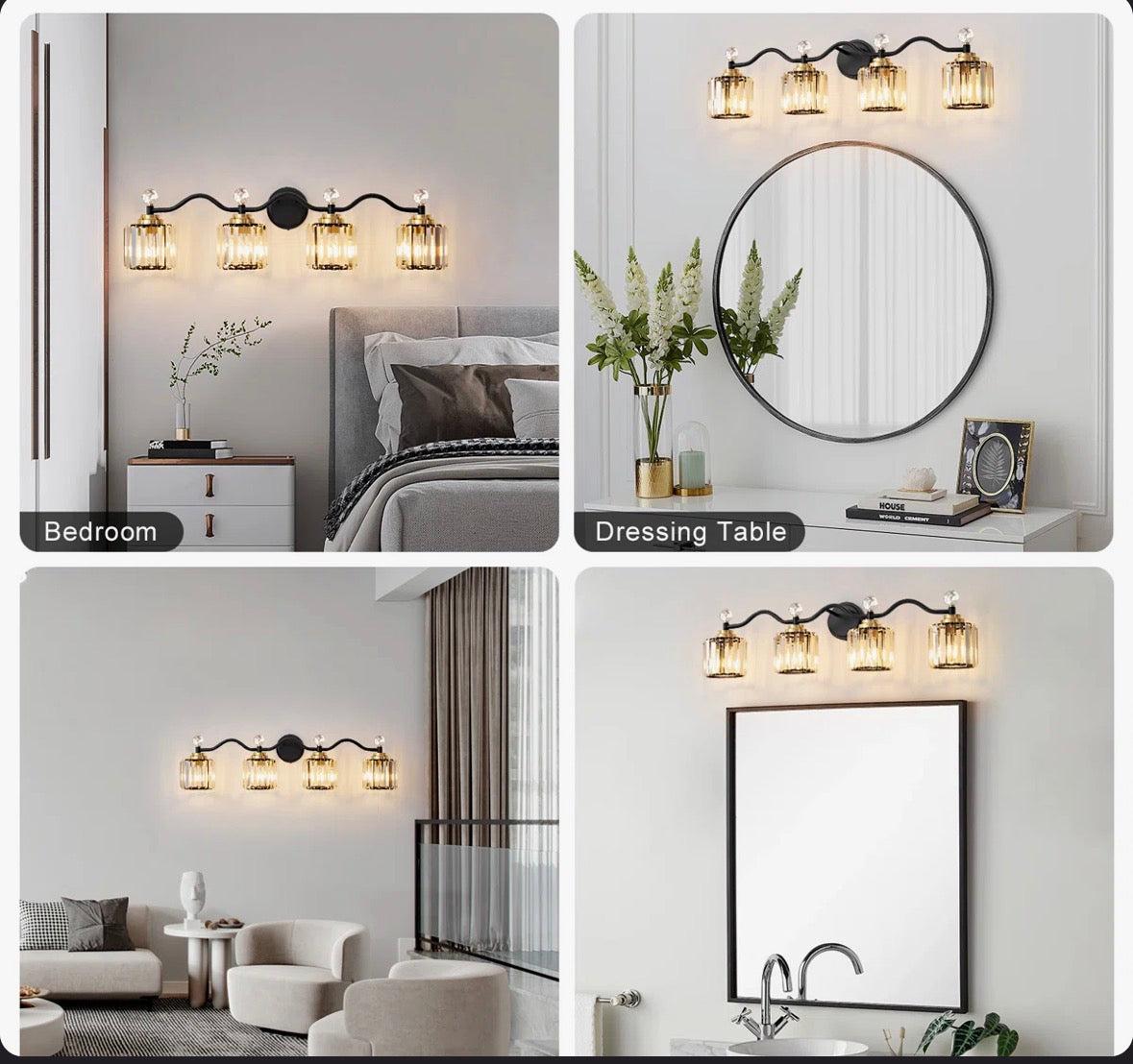 Mercer41 Emilion Dimmable Bathroom Vanity Light With Crystal Shade