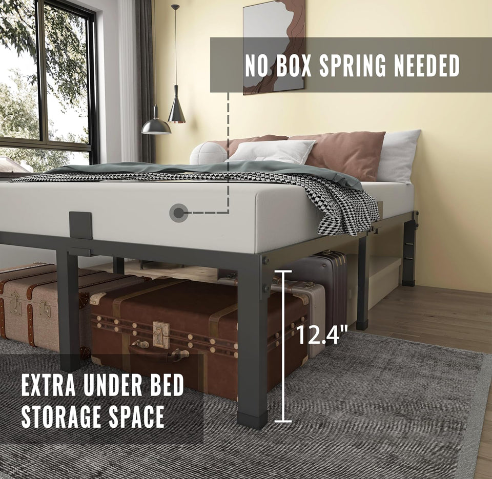 Open Box MAF 14 Inch Metal Platform Full Size Bed Frames, Heavy Duty Black Bed Frame with Steel Slats Support, No Box Spring Needed, Noise Free, Easy