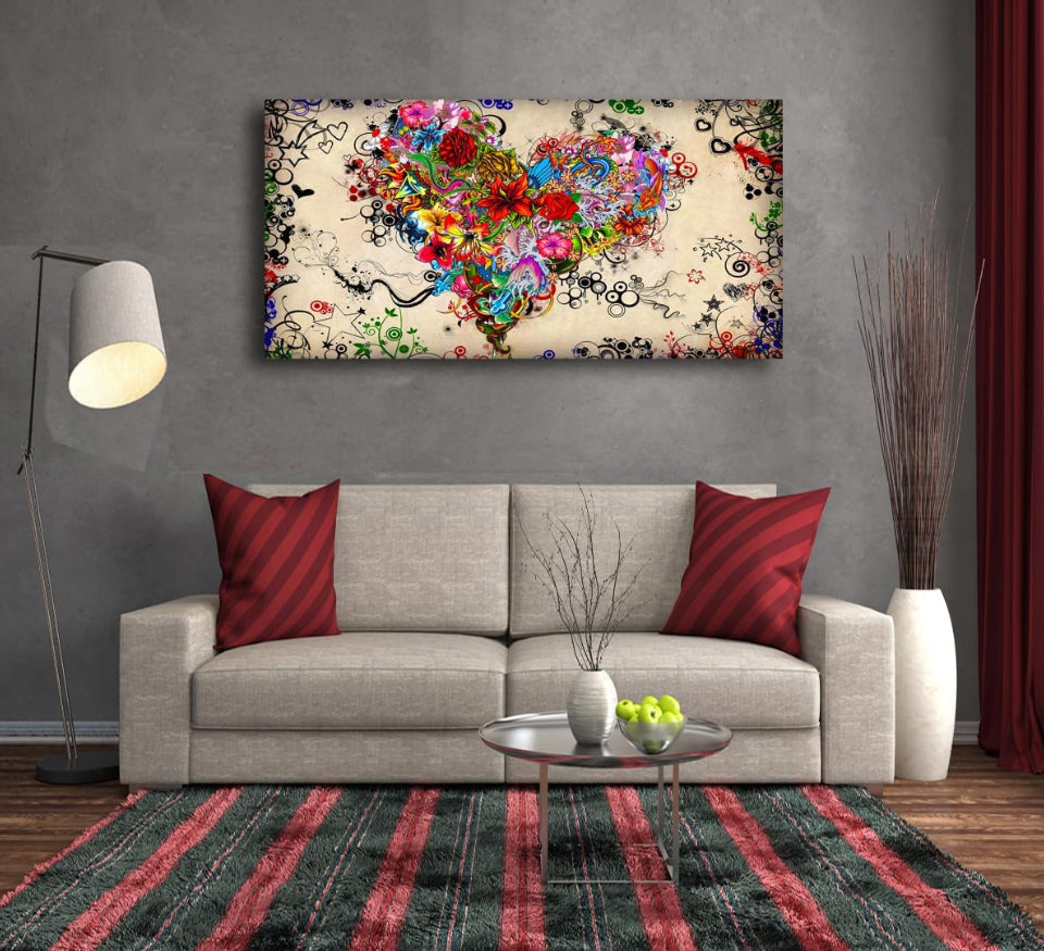 Brand New SiGuTie Love Heart Wall Art Canvas Prints Colorful Flowers Painting Bedroom Wall Decor Abstract Floral Pictures for Living Room
Bathroom Kitchen Office Home Decoration 24x48
Artwork Easy Hanging