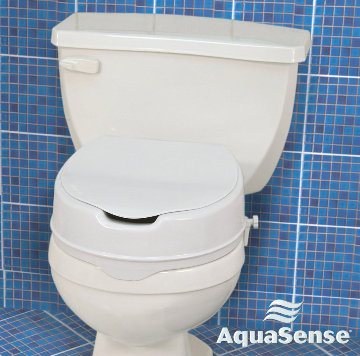 Drive Medical 770-626 AquaSense Raised Toilet Seat with Lid, Standard Seat, White