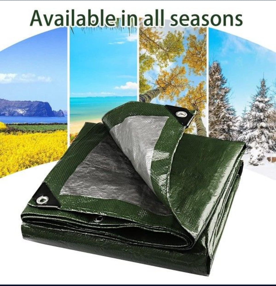 Brand New Onarway Poly Tarps Waterproof for Outdoor: Green Tarpaulin 6Mil Thicken 8x8 Ft 2Packs- Anti-UV Waterproof Tarp Cover with Grommets Multipurp
