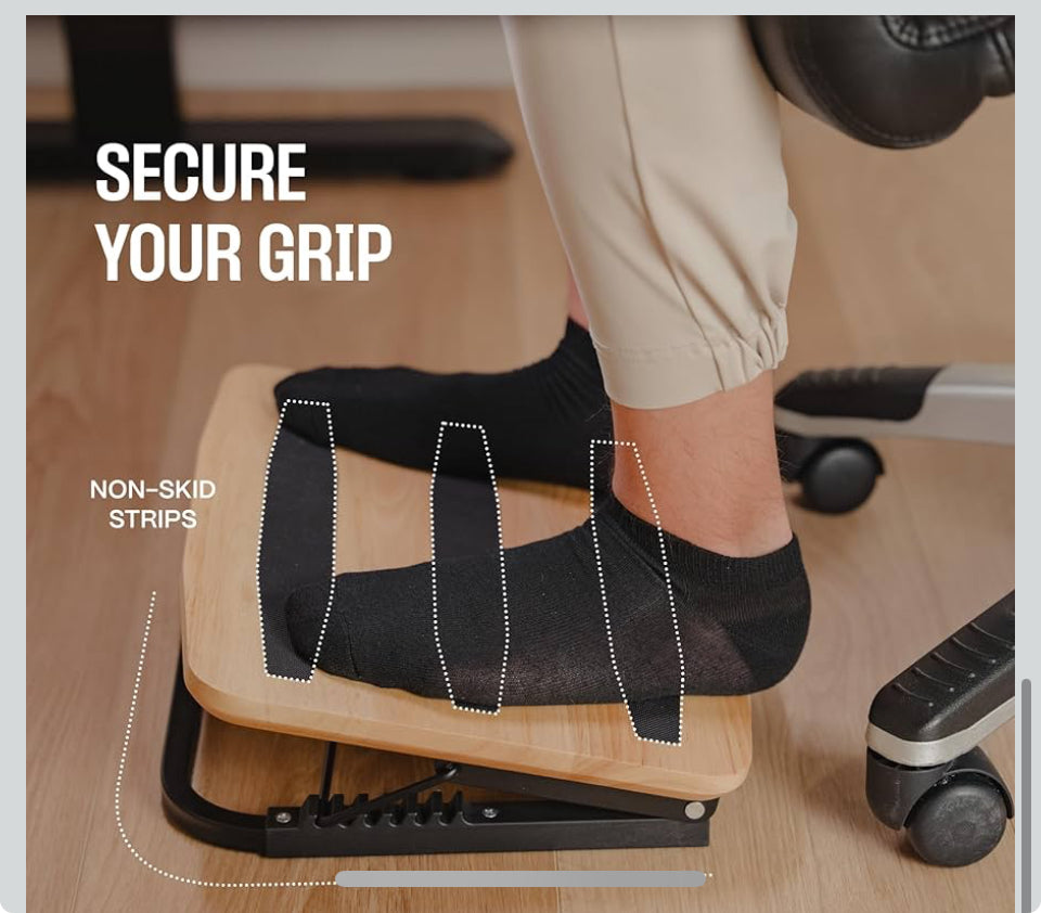 COREMINDED Adjustable Under Desk Foot Stool - Ergonomic Foot Rest with 7 Angles - Natural
