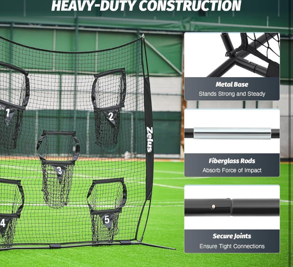 Open box ZELUS Football Throwing Net, Quarterback Training Equipment with 5 Target Pockets, Football Practice Throwing Passing Accuracy Trainer with C
