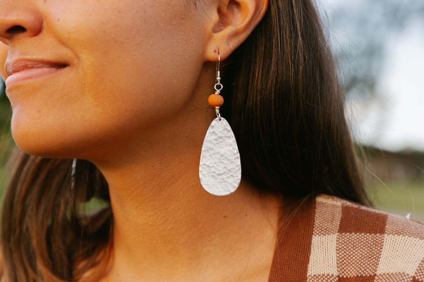 Ellipse Hammered Aluminum Earring