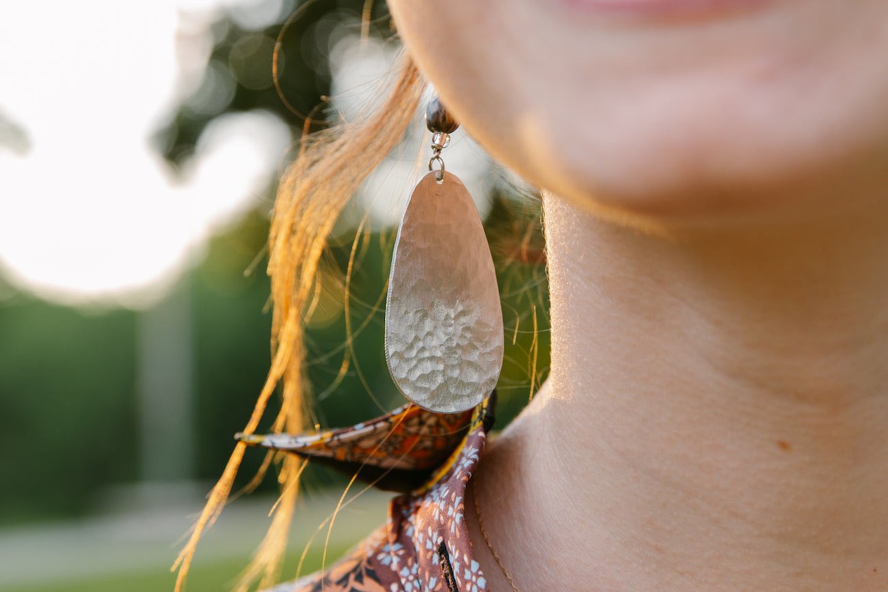 Ellipse Hammered Aluminum Earring