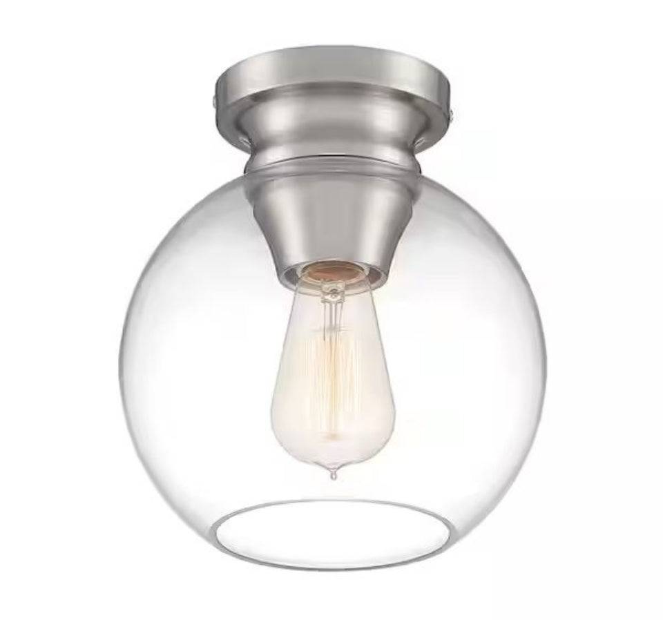 Open Box Home Decorators Collection Evelyn 8 in. Contemporary Brushed Nickel Medium-Base (E26) Bulb Flush Mount for Kitchens