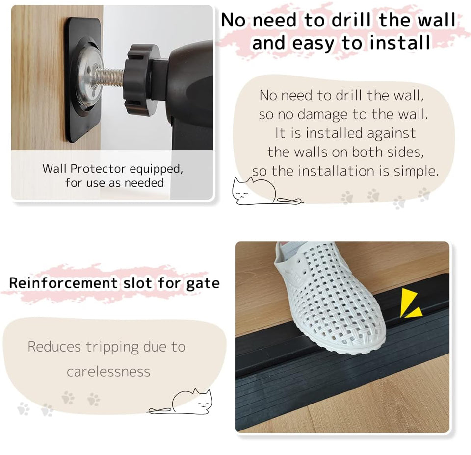 Open Box "Lumizone Extra Tall Cat Gate 61.02"" High Pressure Mounted Extra Wide 30.12""-34.05"" (17Sizes) 1.37"" Gap No Drilling Auto-Close Tall Pet G