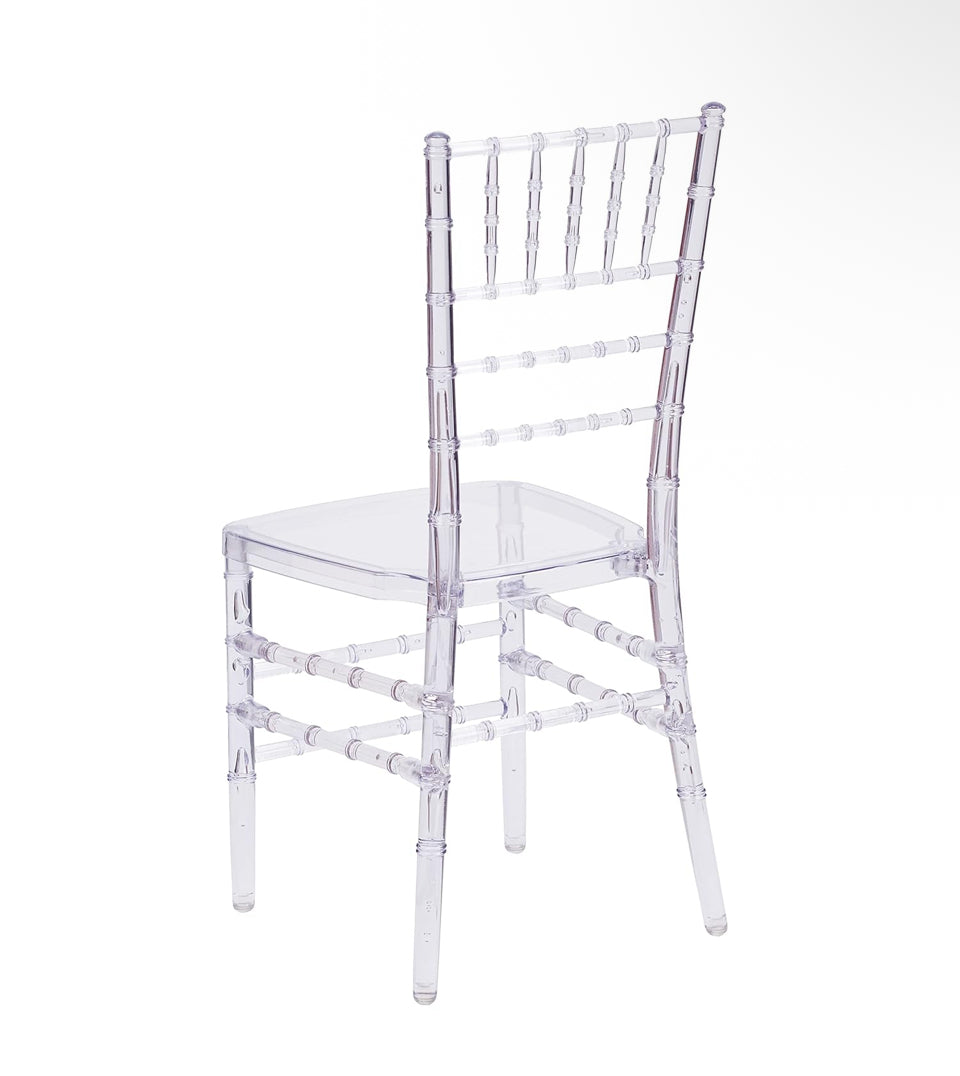 Pre-Assembled New 2 Pack Flash Elegance Crystal Ice Scratch and Water Resistant Stacking Chiavari Chairs