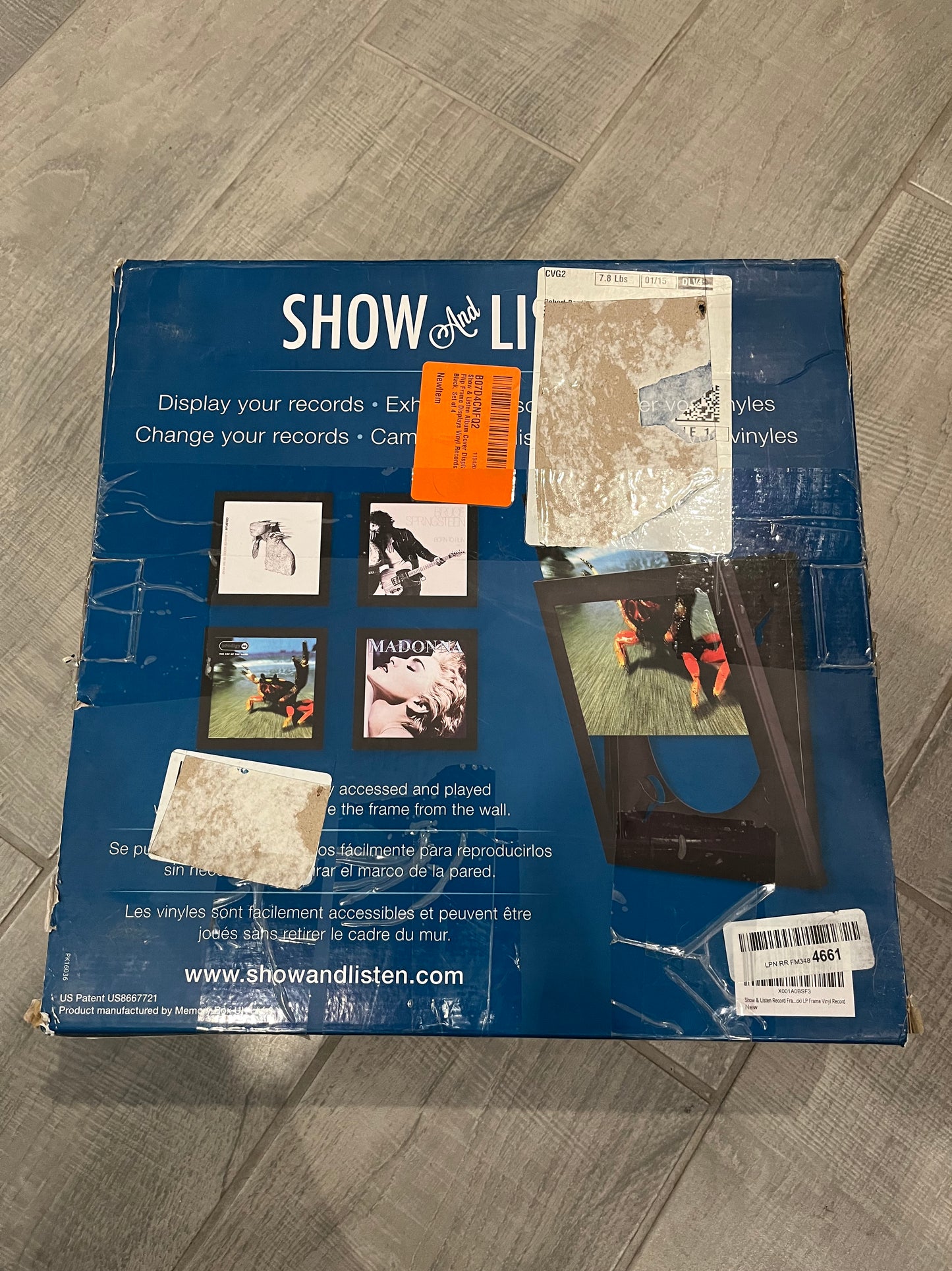 Open Box Show and Listen Album Cover Display Frame, Flip Frame Displays Vinyl Records (Four Pack, Black)