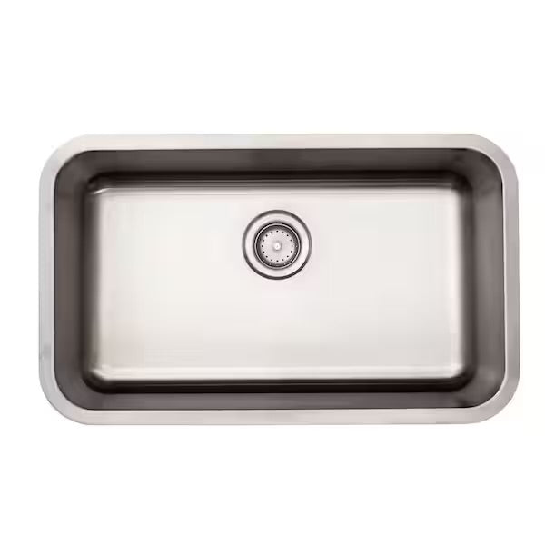 Open Box Glacier Bay Builder 30 in. Undermount Single Bowl 18 Gauge Stainless Steel Kitchen Sink with Strainer